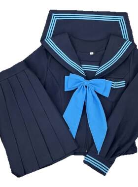 青月社兰樱中藏青色三本水手服