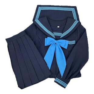 青月社兰樱中藏青色三本满襟水手服日系原创学院风JK制服短裙套装