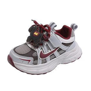 男中童运动鞋2026春季新款儿童学生网面透气老爹鞋魔术贴轻底跑鞋