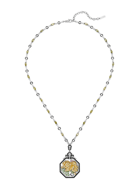 【朱珠共创】MOH年度金标系列金福狮水晶牡丹浮雕窗景项链礼物