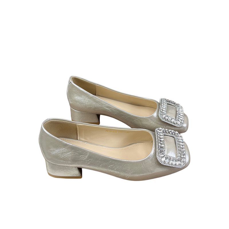 法式方头粗跟4cm浅口单鞋女