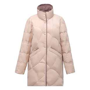 啄木鸟中长款羽绒服女冬季2026新款中年妈妈时尚轻薄款白鸭绒外套