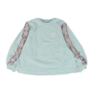 日本 MARKEYS 2026春秋女童装雪纺荷叶花边宽松运动圆领毛圈卫衣