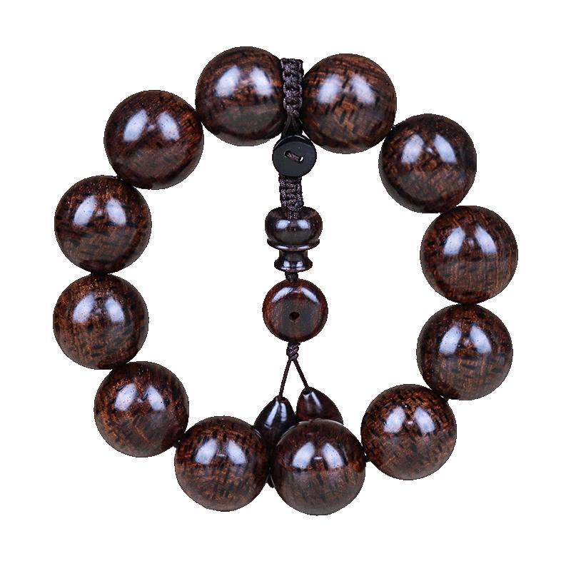 正宗海南黄花梨紫油梨老料满芝麻纹水波纹瘤疤手串男款2.0沉水级