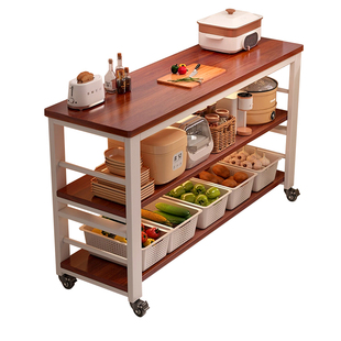 厨房置物架落地多层可移动微波炉储物窄边柜多功能切菜桌子工作台