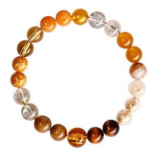 普陀山五行平衡手链属土补土缺土黄色天然水晶手串护身符男女饰品