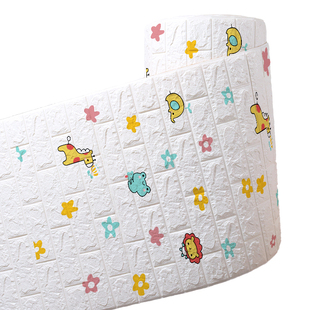 墙纸自粘防水防潮卧室儿童温馨3d立体墙贴防撞卡通软包装饰贴壁纸