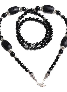 男士黑玛瑙泰国水晶佛牌链子包邮