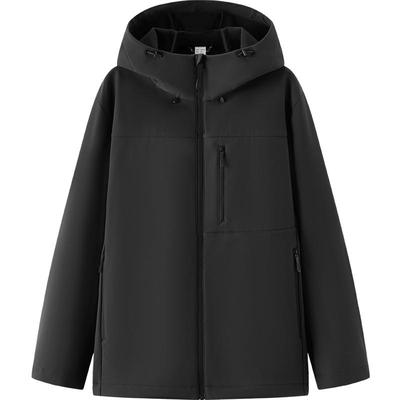 森马防护连帽内里加绒软壳外套男