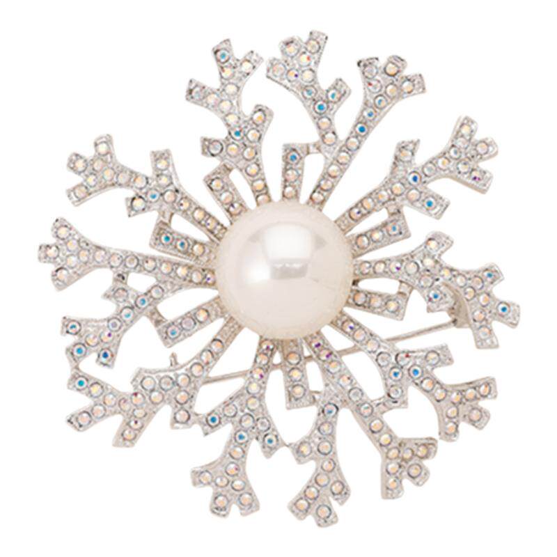 leqiyuan雪花珍珠胸针女胸花简约百搭西装风衣配饰小众母亲节礼物