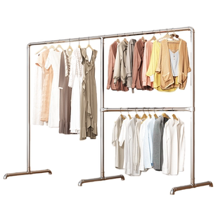 简易加粗加厚钢管晾衣架出租屋地摊阳台衣架落地衣架镀锌钢管衣架