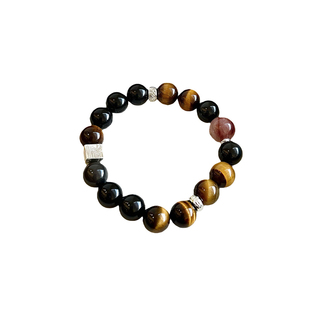 黑曜石手串天然黄虎眼石红铜发晶情侣手链214情人节礼物送男女友