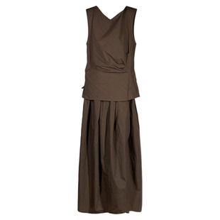 陆与山屿【弥野】ROW风极简纽扣设计感小众下摆开叉衬衫半裙套装