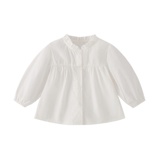 [7A抑菌]女童全棉开襟衬衫2026春季新款上衣宝宝春款长袖儿童开衫