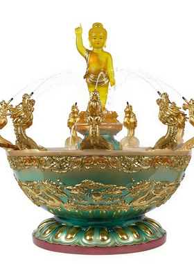 树脂彩绘太子浴佛盆寺院用品摆件