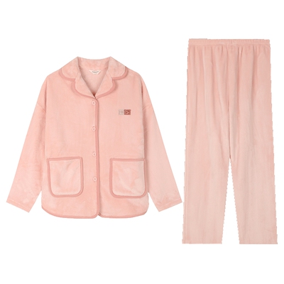 秋鹿法兰绒国民领抗静电睡衣情侣