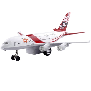 合金飞机A380客机空中客车大型客机 声光回力模型儿童玩具