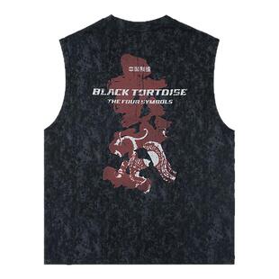 鹿家门夏季新款四大神兽2.0宽松宽肩背心健身肌肉男美式训练T恤