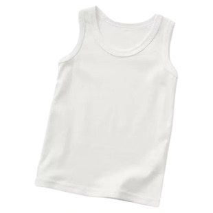 纯棉男女儿童纯色吊带螺纹背心夏季薄款宝宝打底内穿白色上衣童装