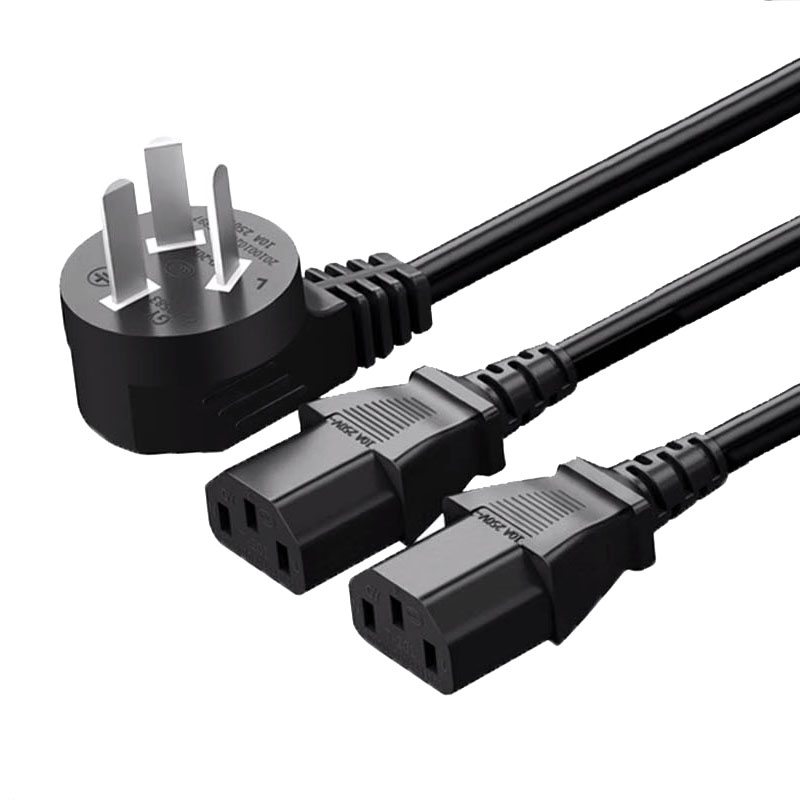 電腦電源線一分二臺(tái)式主機(jī)顯示器1拖2雙頭三插轉(zhuǎn)兩個(gè)品字尾打印機(jī)