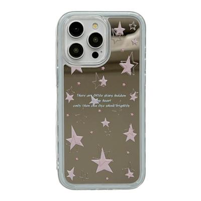 ins小众甜酷五角星补妆镜适用苹果15手机壳iphone16ProMax新款15promax女13二合一16pro高级14pro全包保护套