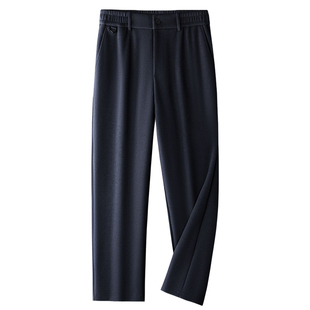 高级感羊毛西裤男裤子松紧腰男士休闲裤宽松毛呢阔腿裤秋冬款男裤