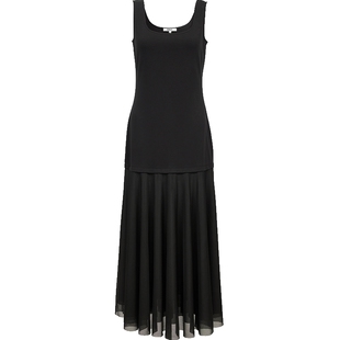 ONLY2026春季新款U型领薄纱拼接收腰修身剪裁无袖背心连衣裙子女