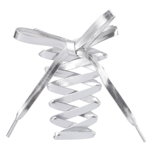 微松银色鞋带适用德迅小白板鞋老爹圆扁反光彩金丝绸带男女款运动