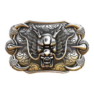 多款龙99纯银手工皮带男真皮平滑扣龙银皮带扣头男士裤腰带头扣头