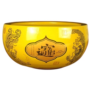 景德镇黄色陶瓷缸聚宝盆招财聚财风水鱼缸客厅花瓶摆件陶瓷罐花盆