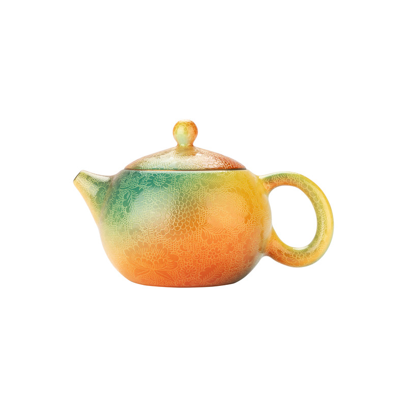 古帛扒花手工陶瓷功夫茶壶