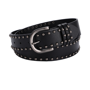 皮带女真皮装饰秋冬免打孔铆钉小众时髦设计INS风配牛仔裤腰带女
