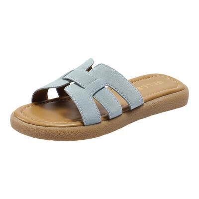 百丽度假风一字拖女夏新款商场同款舒适可外穿休闲拖鞋E2T1DBT5预