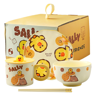 舍里女生卡通陶瓷碗碟一人食餐具套装礼盒伴手礼生日乔迁结婚礼物