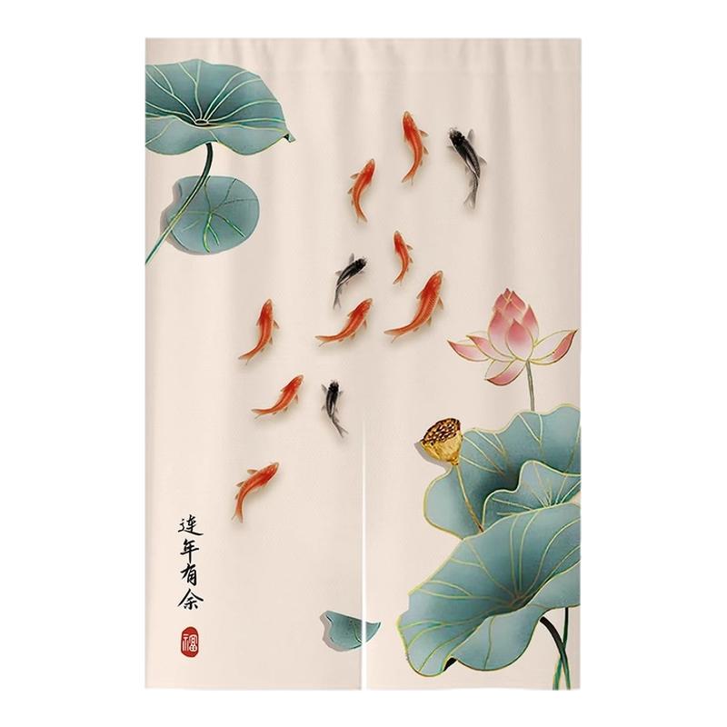 中式荷花门帘布帘卧室厕所门对门化解挂帘大门厨房卫生间隔断半帘
