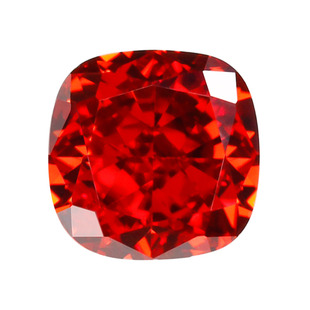 肥正方形冰花切中国红锆石裸石 帕德玛红色枕形人造宝石镶嵌戒指