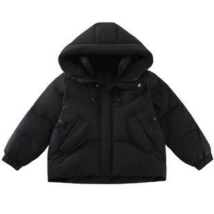 女童冬装三防羽绒服2025年新款洋气男童90白鸭绒红色保暖加厚外套