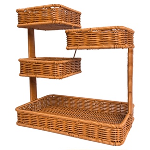 ZF09仿藤编织篮多层架ktv火锅店点心零食提篮编织水果藤筐小吃篮