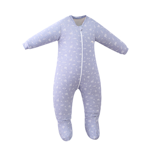 儿童包脚防踢睡袋婴儿可拆脚连体秋冬男女童纯棉花分腿睡袋秋冬款