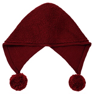 九木杂物社女秋冬帽子红色喜庆围巾护耳帽保暖百搭显脸小毛线帽
