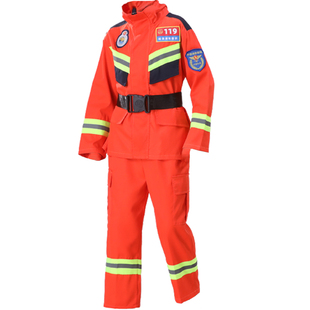 儿童消防员橙色衣服幼儿园角色扮演消防员职业体验运动会开幕服装