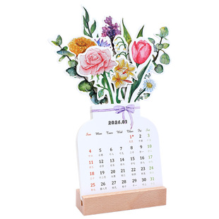 台历2026年桌面创意摆件花艺插页便签日历定制备忘记事打卡计划表