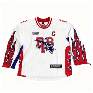 DPS 「飞火流星」重磅美式复古街头冰球服长袖拼接宽松卫衣情侣