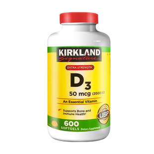 现货保税 Kirkland柯克兰维生素D3维他命D3软胶囊2000IU补钙600粒