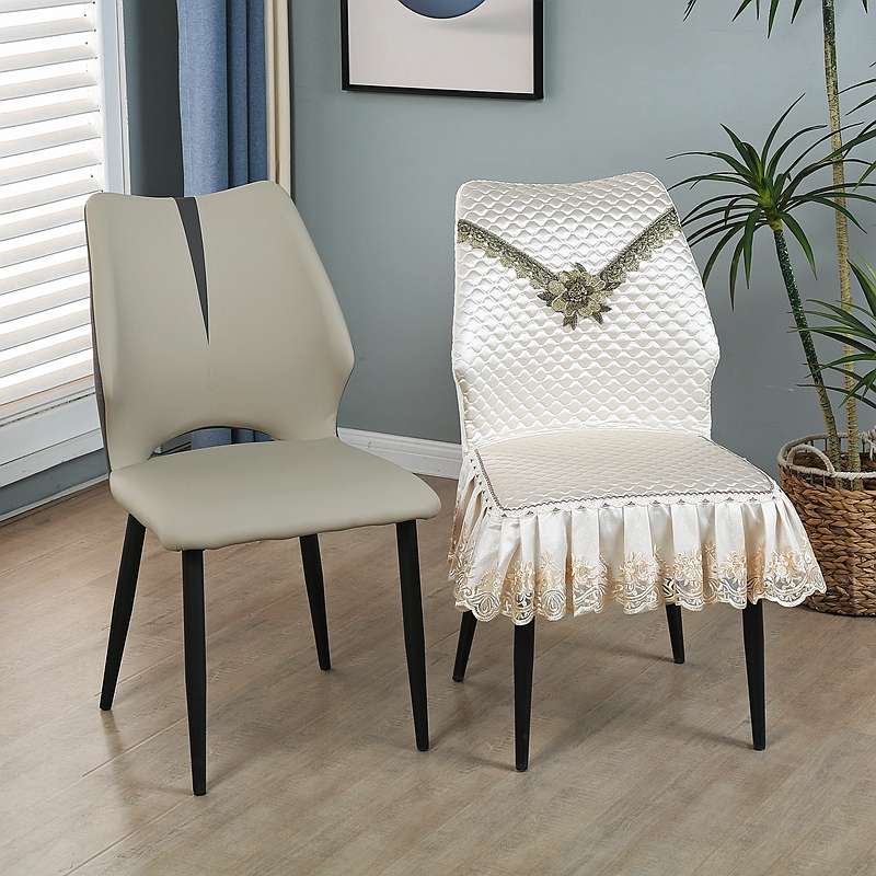 轻奢弧形椅子套罩葫芦3号四季蓝灰米色皮质餐桌椅凳子套异形椅套