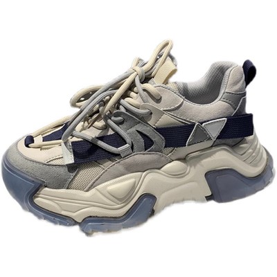 欧洲站男鞋春秋季2024新款运动蓝色潮鞋增高透气休闲老爹鞋ins潮