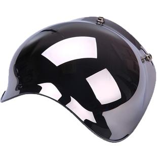 AMZ泡泡镜摩托车头盔面罩镜片复古三扣式通用挡风防晒带框架风镜