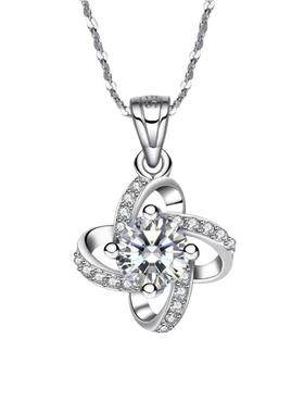 银项链女丘比特海洋之心玫瑰