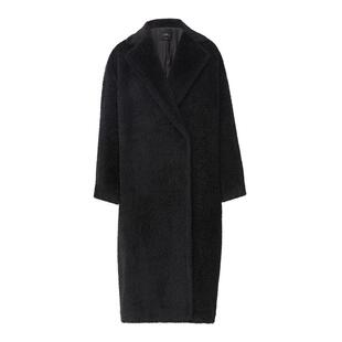 AUM噢姆冬季黑色绵羊毛羊驼毛通勤女式毛呢大衣外套