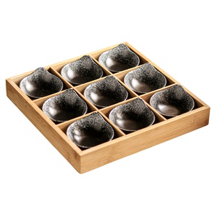 九宫格干果盘实木托盘零食水果盘火锅配菜分格盘下酒菜拼盘小碟子